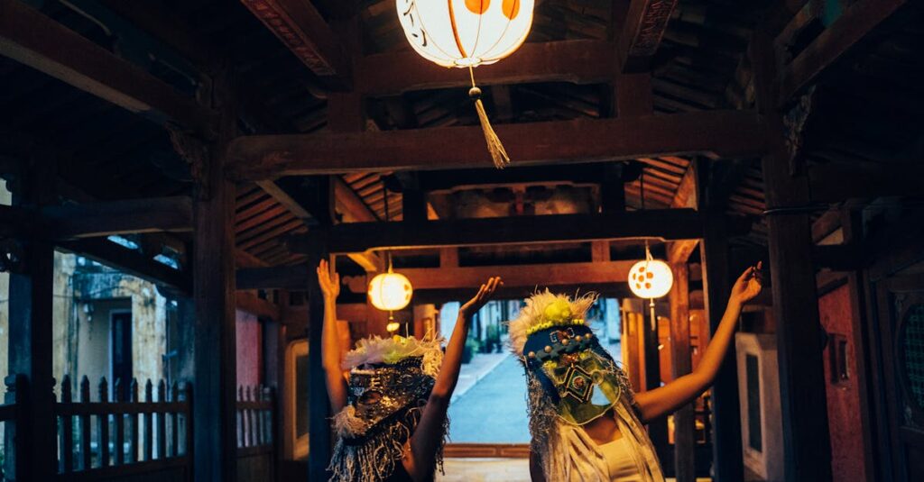 静かな出会いの情景、江戸の灯り