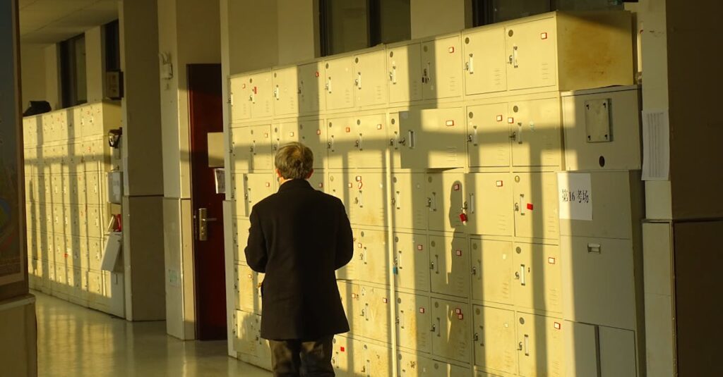 静かな放課後の廊下を描いたやわらかなイラスト