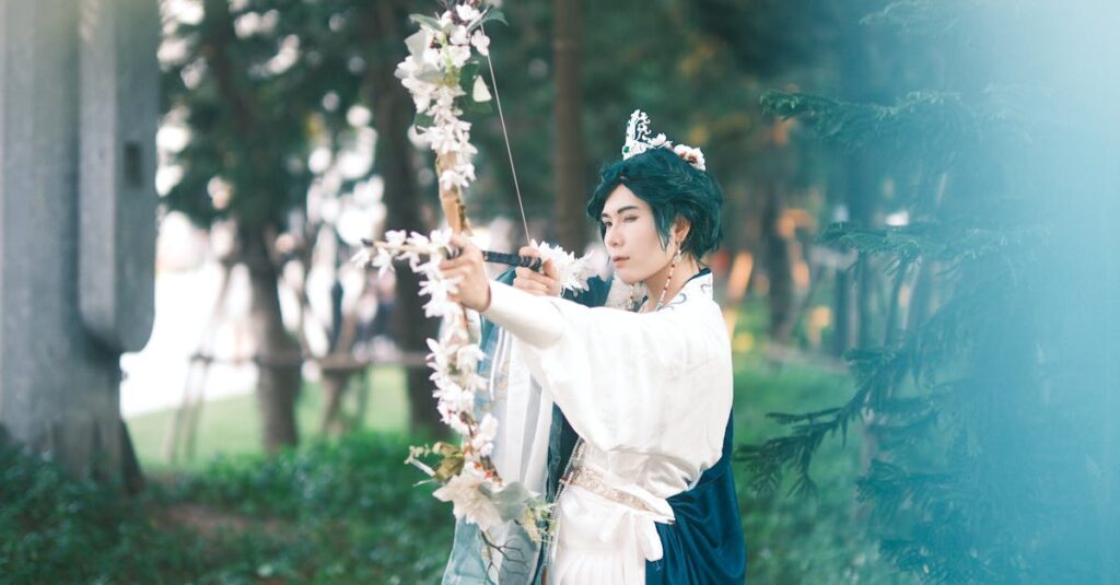 運命の分かれ道に立つアニメのキャラクターが、出会いと選択を前に立ち止まり決意する瞬間。