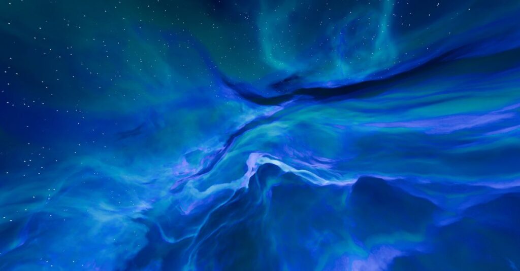 それぞれの光を持つキャラクターたちの夜空イラスト