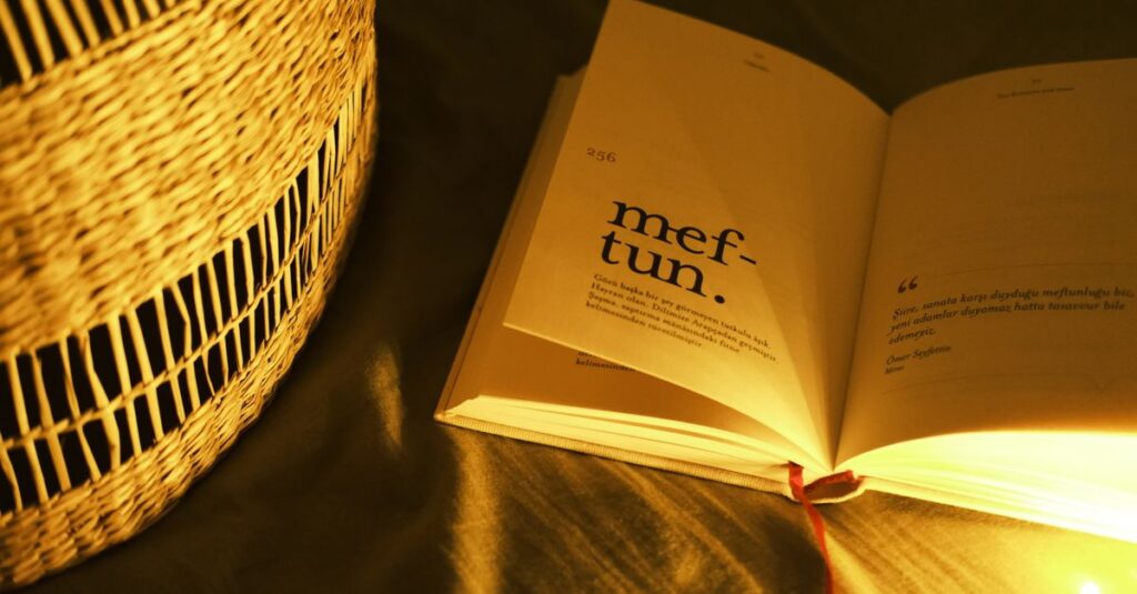 自分だけの言葉と静かに向き合う、夜の読書のイメージ