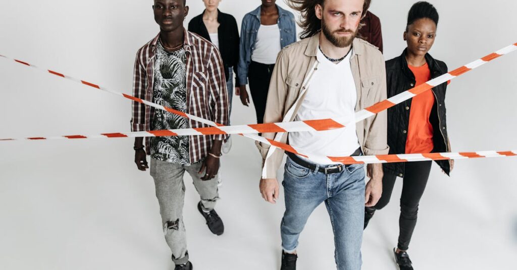 一歩を踏み出すアニメキャラクターのシーン、静かな決意