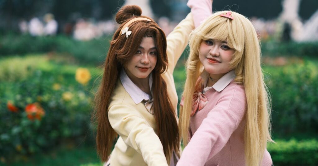 やわらかな表情で誰かに寄り添うアニメキャラクター。水の色タイプは、深く感じる力を持っている。