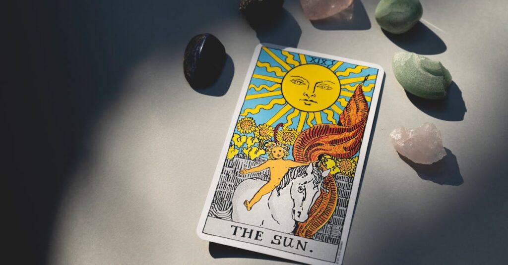 タロットカードの太陽をイメージした光に包まれる壬氏、自己表現と誇りの象徴