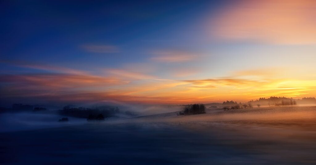 やわらかな朝の光が広がる地平線。時間が味方になる希望を象徴する風景。