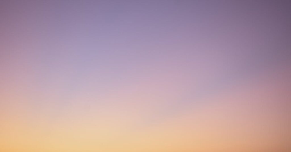 やわらかな朝焼けの空と静かな地平線。時間が静かに味方していることを象徴する風景。