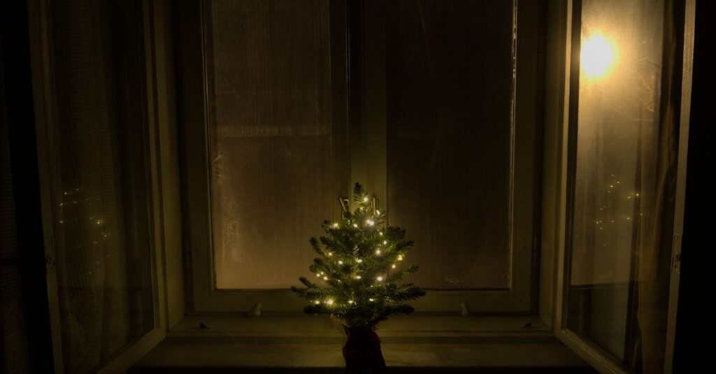 quiet night window soft light reflective room