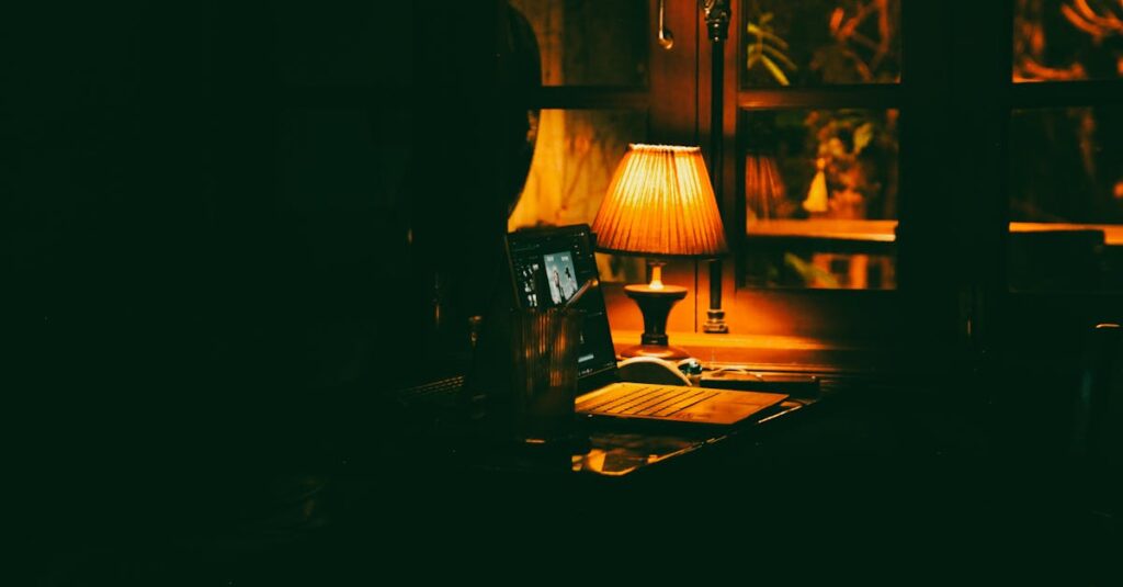 quiet night window soft light reflective room