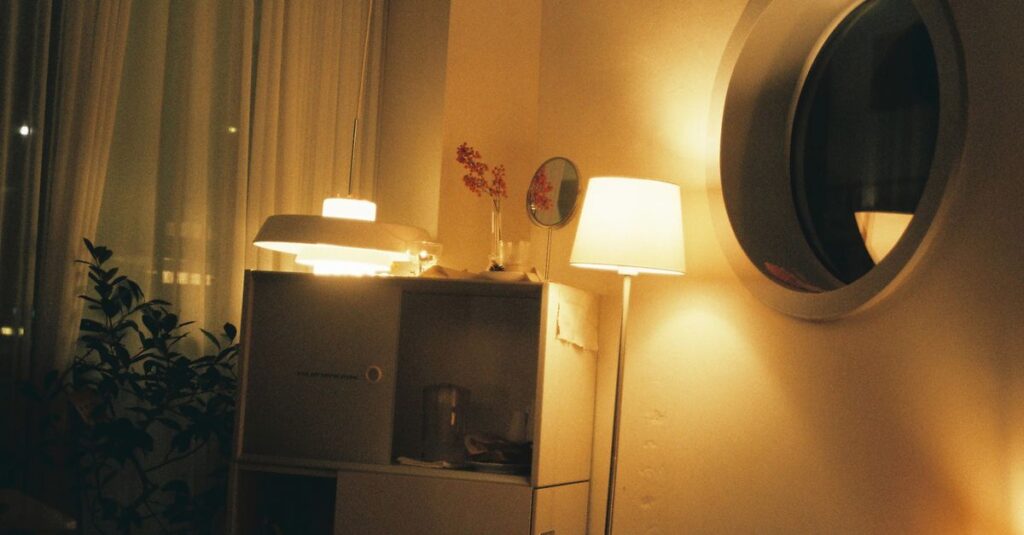 quiet night window soft light reflective room