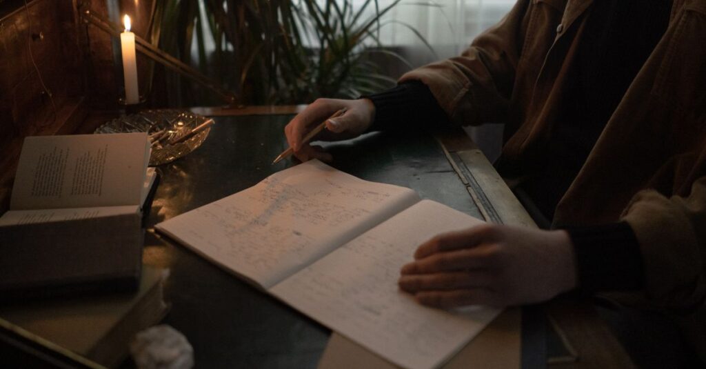 soft notebook by window gentle light quiet self reflection