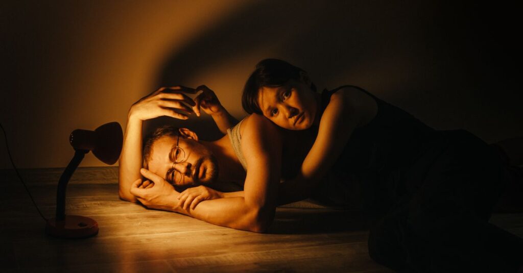 two soft lights near and apart quiet emotional balance
