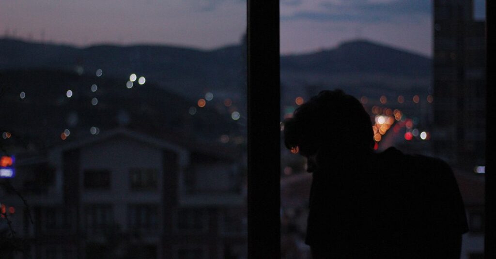 quiet night window soft light reflective room