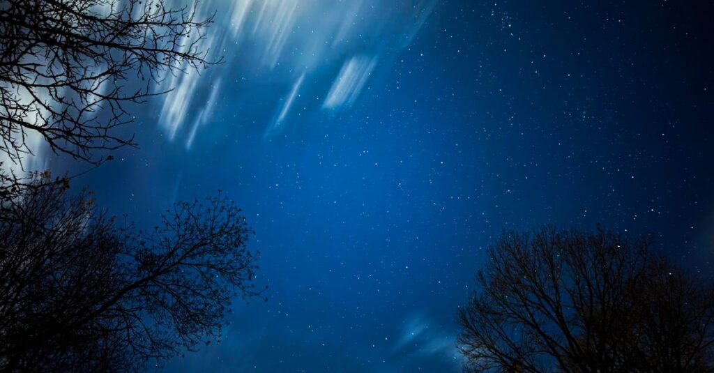 night sky stars moon gentle anime atmosphere calm