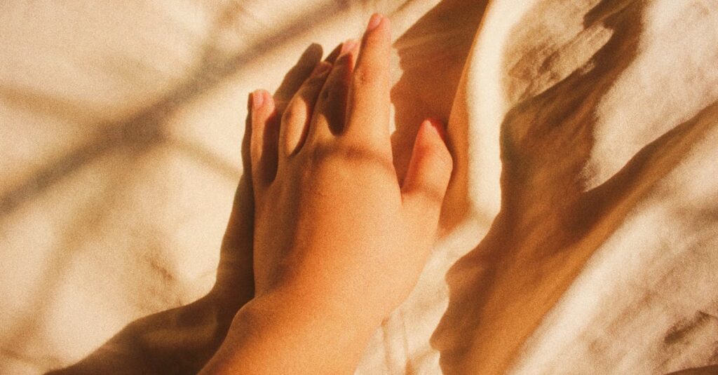 soft hands gentle touch quiet healing light calm body awareness warm atmosphere