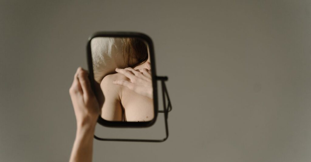 soft mirror reflection gentle acceptance calm self awareness quiet