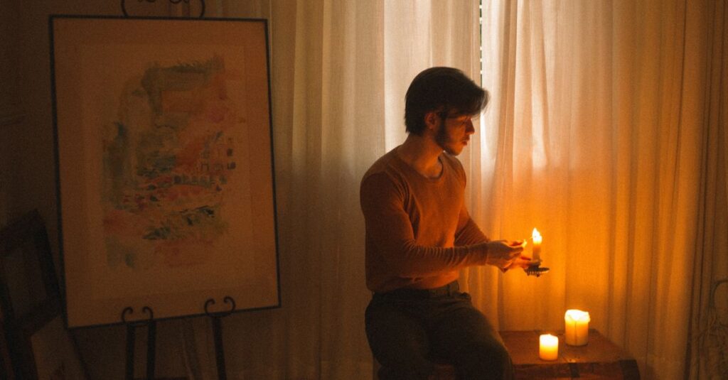 quiet room soft light single question moment reflection gentle calm atmosphere