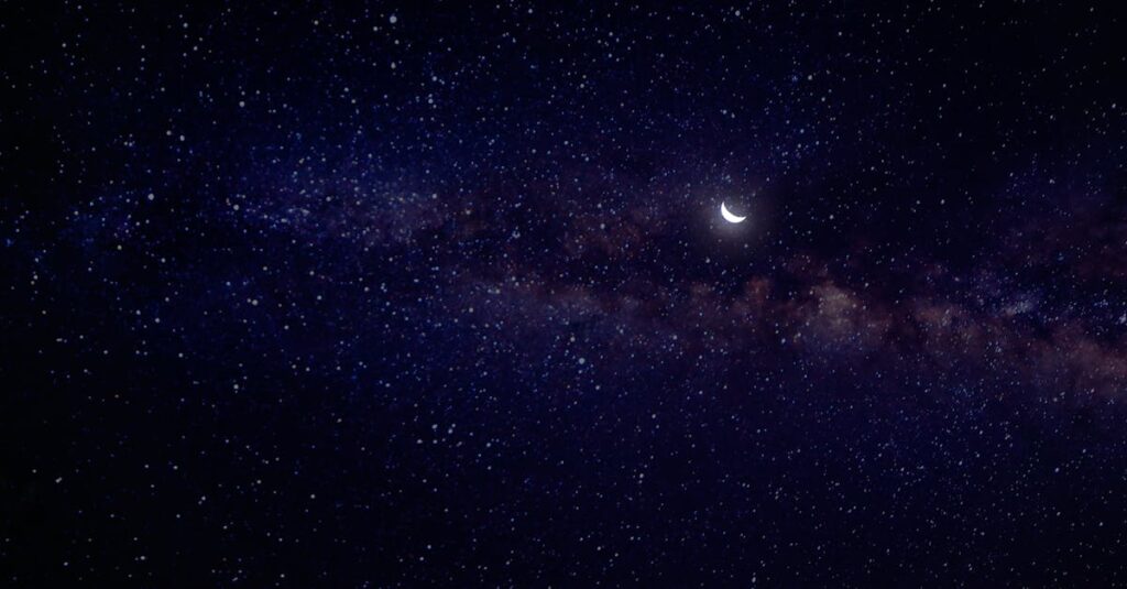 night sky stars moon gentle anime atmosphere calm
