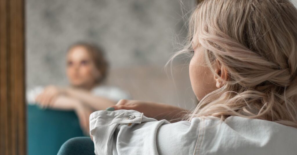 soft mirror reflection gentle acceptance calm self awareness quiet