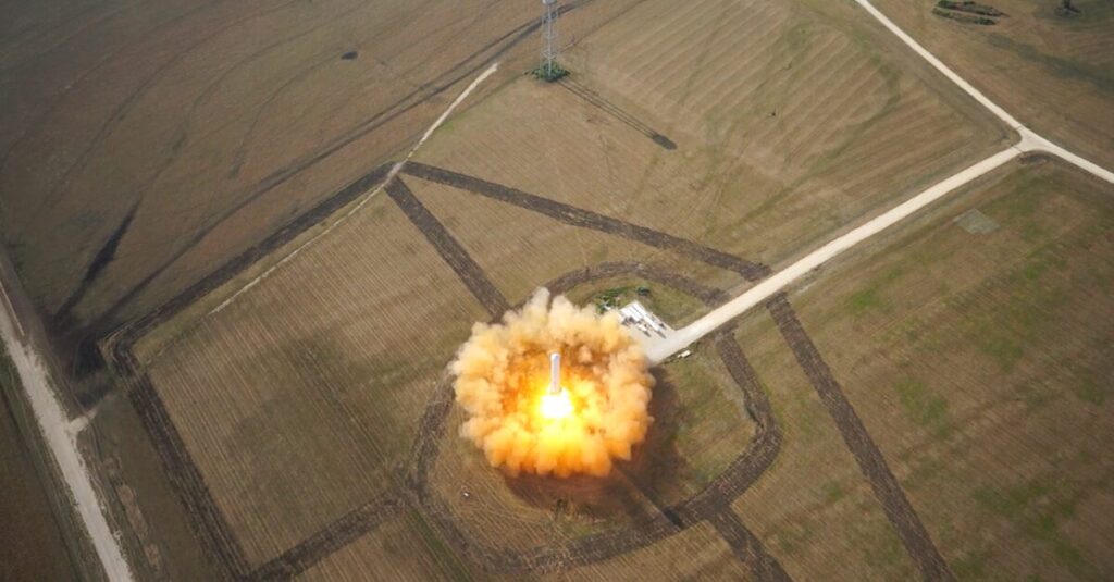 やわらかな光の中でお布団からロケットが飛び立つ様子。第9ハウスの天王星が示す革命的な移動を象徴する風景。
