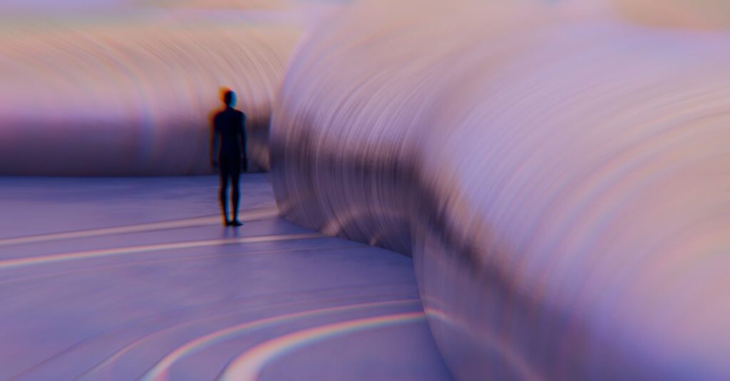 やわらかな光の中で静かに変容する瞬間。気づきが変わっていく様子を象徴する風景。